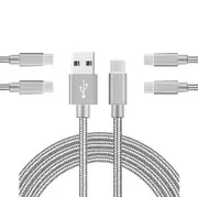 Catzon 1M 2M 3M 5Packs Micro USB Cable Nylon Braided Phone Cable Fast Charger Cable USB Cord -Gray