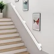 Wall Mounted Staircase Handrail Railing with Metal Bracket, Safety Anti-Slip Wall Stair Rail for Indoor Bars Lofts Kindergarten Guardrail Corridor - White Wrought Iron(9ft/270cm)
