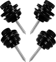 Youerte 4PCS Guitar Strap Locks Buttons Quick Release Security Kit Heavy Duty Metal Straplock Set for Guitar Bass Ukulele (Black)