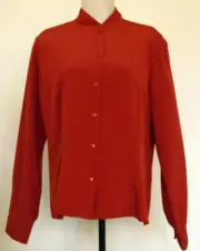 New NWT Pendleton Brick Red Layered Collar Button-Up Polyester Blouse Shirt 16