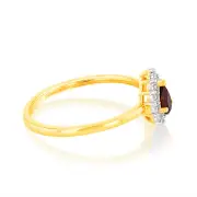 0.27 Carat Red Garnet and Diamond Ring in 9ct Yellow Gold, O