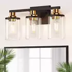 Bathroom Light Fixtures, 3-Light Black and Gold Bathroom Lights over Mirror with