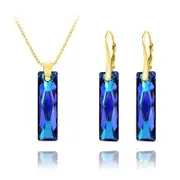 24K Bermuda Blue Luxury Pendant Necklace Jewellery Set