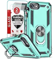 LeYi for iPhone SE 3rd Generation (2022) Case, iPhone SE Case 2022/2020 with [2Pack] Tempered Glass Screen Protector for Men Women, [Military-Grade] Case with Kickstand for Apple iPhone SE, Mint