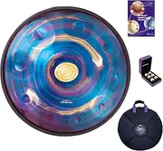 ASTEMAN Handpan in D Minor,432hz 22inches with 10 notes, comes with a backpack, courses, finger sleeves, stand, cleaning cloth, and two mallets.