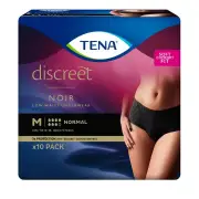 Tena Discreet Low Waist Underwear Black Normal (M) X 10 (Limit 4 per order)