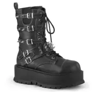 DEMONIA Slacker-165 Women's Black Spike Stud Strap Gothic Platform Knee Boots