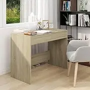 Sonoma Oak Desk for Home Office: 101x50x76.5 cm, Engineered Wood Computer Table with 2 Drawers, Adjustable for Gaming, School, and Stand Work, Desks