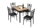 Giantex 5 Pieces Dining Table Set Modern Kitchen Table Set Rectangular Table w/4 Upholstered Chairs Bistro Table Set Black