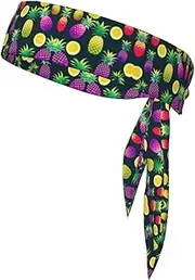 Colorful Fruit Pineapple Sports Strap Double-Sided Headscarf Men's Bow Tie Sports Headscarf Running Yoga Exercise Headband