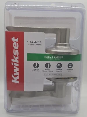 Kwikset Doorknob for Hall or Closet, Balboa Satin Nickel, (92001-525) NEW/SEALED