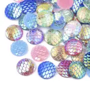 12 Mermaid Scale Cabochons Flatbacks Assorted Lot Fairy Tale Jewelry 12mm