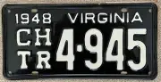 1948 Virginia Contract Hauler Trailer license plate - NOS