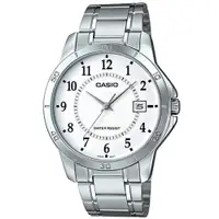 在飛比找PChome24h購物優惠-【CASIO 卡西歐】紳士簡約不鏽鋼腕錶/銀x白面 數字款(