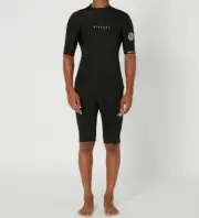 RIP CURL Men's 2mm DAWN PATROL S/S BZ Spring Suit - Black - XL - NWT
