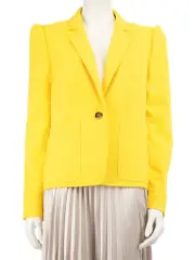 Yellow Puffer Sleeve Blazer