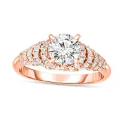 1.5 CT. T.W. Natural Diamond Dome Shank Engagement Ring in Solid 14K Rose Gold
