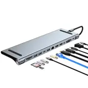 12-in-1 Laptop Docking Station Type-C HUB HDMI Adapter 4K USB 3.0 VGA PD SD TF
