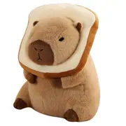 Cute Capybara Plush Pillow with Wearable Toast Headwear Kawaii Bread Capybara Stuffed Animals Toys As Shown