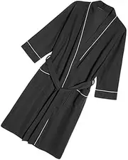 [TENDYCOCO] Women's Imitation Silk Pajamas Unisex Salon Robe Spa Robe Mens Pajama Robe for Men Bathrobe for Women Bath Robe Gown Men Pajamas Hair Salon Robe Mens Bathrobe Men Robe Fabric Black