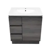 Forme 750mm Mont Albert Freestanding Vanity With Polymarble Top - LH Drawers - Dark Chocolate