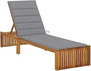 VRAXO Sun Lounger with Cushion Solid Acacia Wood -22.27KG,3064150