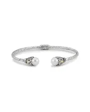Samuel B. 18K & Silver 8mm Pearl Bangle Bracelet