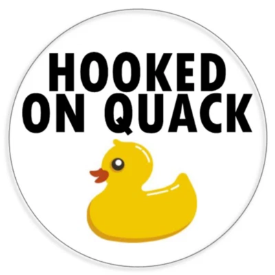 Hooked On Quack - 3 Pack Circle Stickers 3 Inch - Rubber Duck Pun Humor