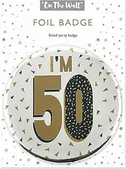 [DLM Direct] One The Wall Silver 50th Birthday Badge 8.5cm Foil Age 50 with Safety Pin for Party Outfit Accessories Durable Age Badge for Celebrating Milestone Events