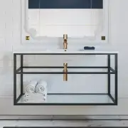 Swiss Madison Bathroom VanityTop White Basin Sink Metal Frame w/Open Shelf+1Hole