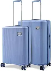 [Urban Jungle] Lumolite Trolley Bag Hardside Polycarbonate Suitcase Sets Light Weight Suitcase with, 8 Spinner Wheels and TSA Lock Travelling Luggage for Men & Women, Blue, Set of 2 (Cabin + Medium