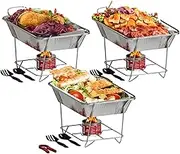 Alpha Living Disposable Chafing Dish Buffet Set, Food Warmers for Parties, 6hr Fuel Cans Complete Set, Half Size Pans, Warming Trays (3 Pack)