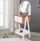 Makeup Station and Vanity Table Set with Mirror, Cosmetic Organizer Storage