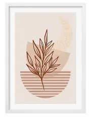 [Profile Australia] Australian Made Boho Plant Lines 3 Art Print A2 in White Frame