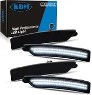 KDM LED Smoked Lens Fender Side Marker Reflectors Lights Dual Rows Bright White, Compatible for 2024-Up Ford Mustang Gen7/S650,Assembly Front & Rear Side Bumper Marker Lights，Pack of 4