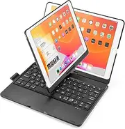360°Rotatable Keyboard Case for iPad 9th/8th/7th Generation 10.2-inch,for iPad Air 3rd Gen/Pro 10.5-inch Case with Touch Keyboard,Foldable Cover with Pencil Holder,7 Colors Backlit,Black