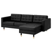 LANDSKRONA 3-seat sofa, with chaise longue/Grann/Bomstad black/wood