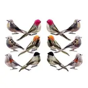 12Pcs Simulation Bird Realistic Vivid Appearance 6 Different Colors Spring Artificial Sparrow Feather
