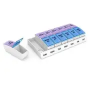 Ezy Dose Weekly AM PM Pill Planner Large Compartment Push Button Colors May Vary