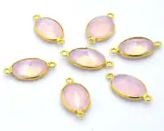 10 Pcs 20X10mm Opalite Connector Pendent 2 Loop Bezel Gold Plated