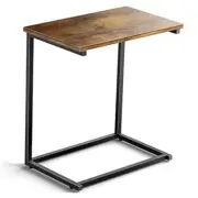Pipishell C Shaped End Table 27 inches 12.6D x 20.5W x 27.2H in Rustic Brown