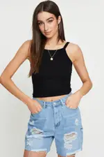 Black Singlet Top Sleeveless Seamless - Size M, Women's Singlet