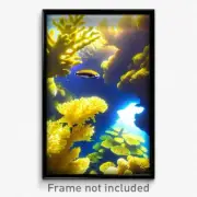 Pixel Art Poster - Yellow Coral Reef (8 Bit Psychedelic Trippy Video Game Print)