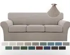 Turquoize 4 Piece Sofa Slipcover Sofa Covers 3 Cushion Jacquard Fabric Sand