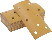 X AUTOHAUX Sandpaper Hook & Loop Sanding Sheets 7.09Inch x 3.74Inch Yellow 50 Pcs P500 Rectangular Flocking 8 Hole Efficient Grinding and Polishing