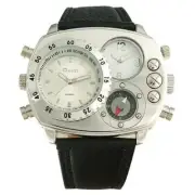Oulm Oversized Multi Function Dual Time Zone Men’s Fashion Wrist Watch