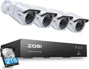 ZOSI 4K Ultra HD Camera System 4K Video NVR with 2TB HDD 4pcs 8MP IP66 New!!!