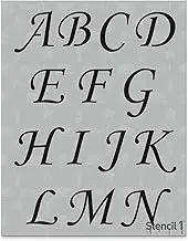 Stencil1 Corsiva Font Stencil - Reusable Premium Quality Mylar Stencils for Painting - Alphabet Letters Stencil Crafts and Decor on Walls Fabric & Furniture Art Craft (2" Letters)