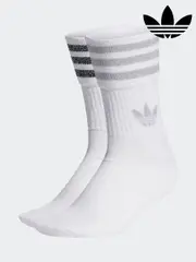 adidas Originals Grey/White Mid Cut Glitter Crew Socks 2 Pack (276008) | $30