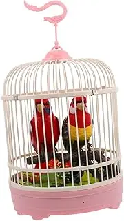 Kisangel Realistic Singing Bird Cage for Sound Activated Simulation Birds with Chirping Sounds Engaging Decor for Home and Office Easy Setup for Continuous Playtime